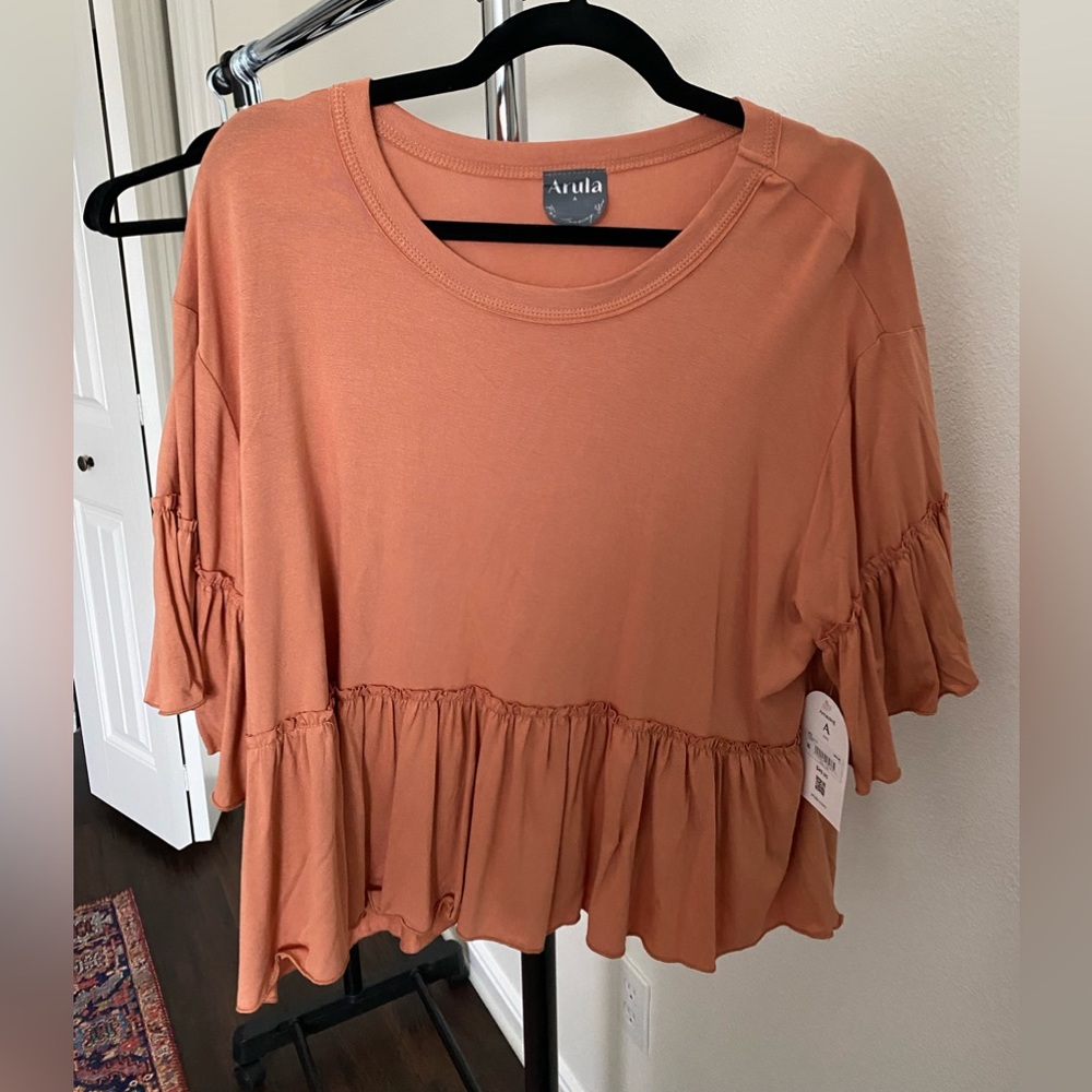 Orange flowy blouse